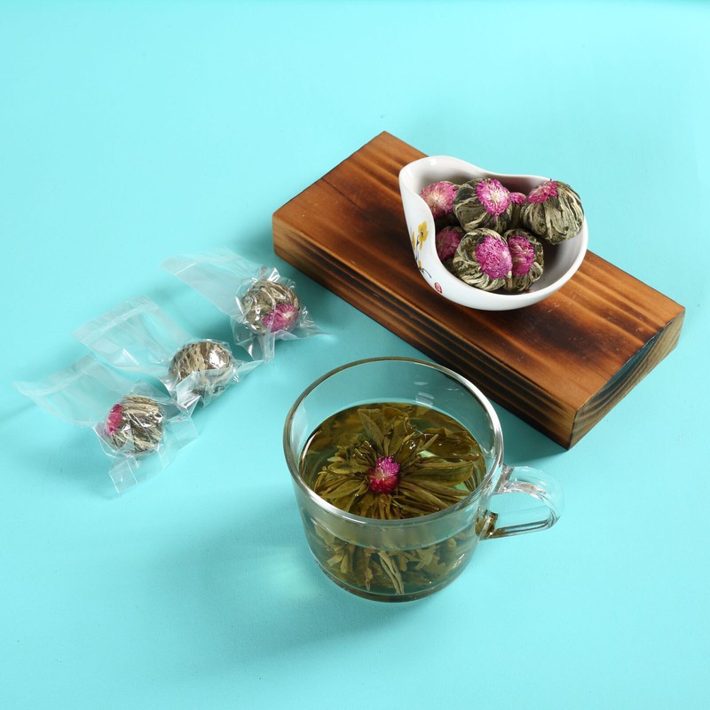 GOARTEA Edible Blooming Flower Tea Hand-Tied Natural Artistic Chinese Green Ball gallery
