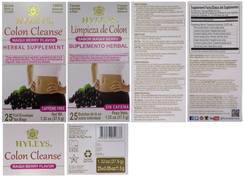 Hyleys Colon Cleanse Tea Maqui Berry Flavor - 25 Tea Bags (1 Pack) gallery