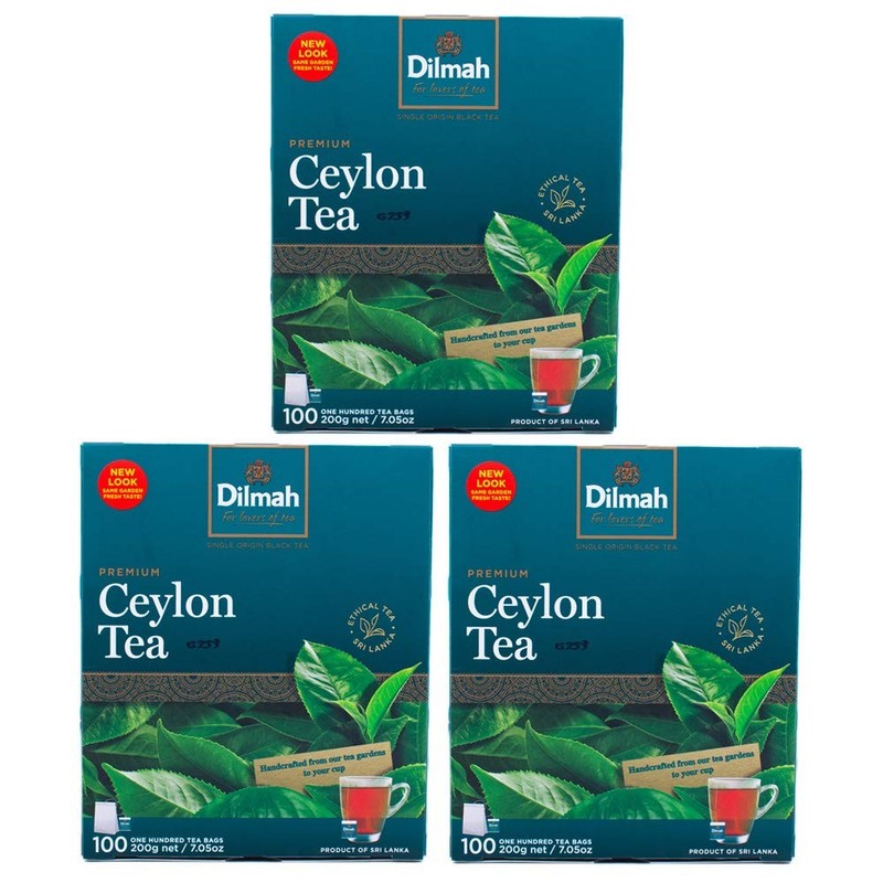 Dilmah Premium 100 Pure Ceylon Tea, 100-Count Tea Bags Pack of 3