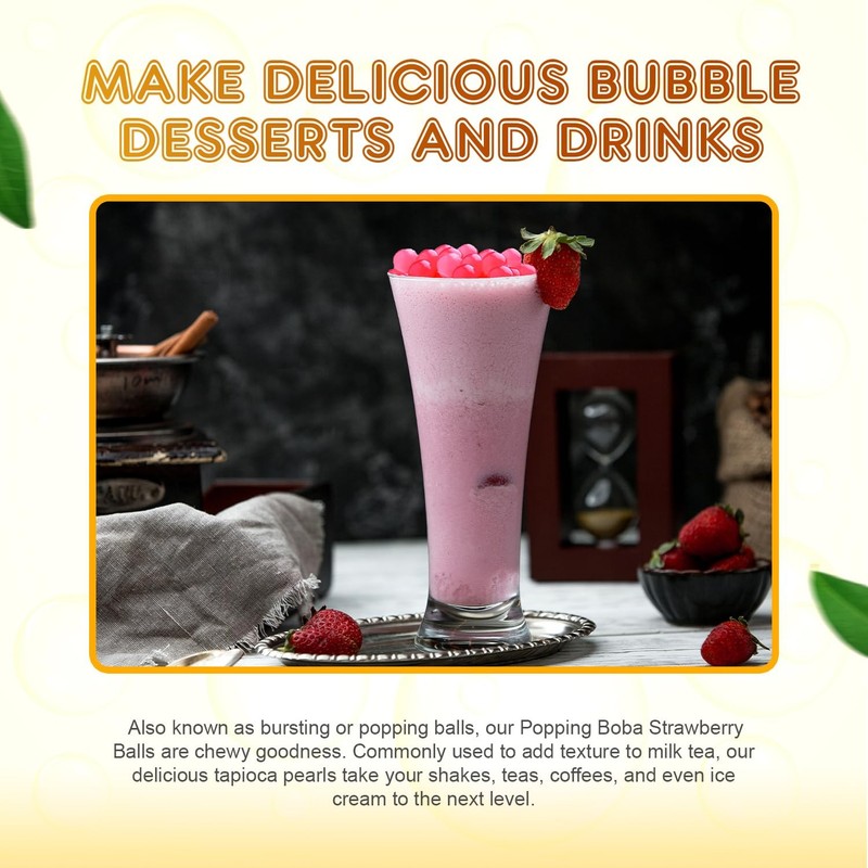 Popping Boba Pearls for Bubble Tea - 2 lb (1 lb X 2) | Strawberry | Bursting ... gallery