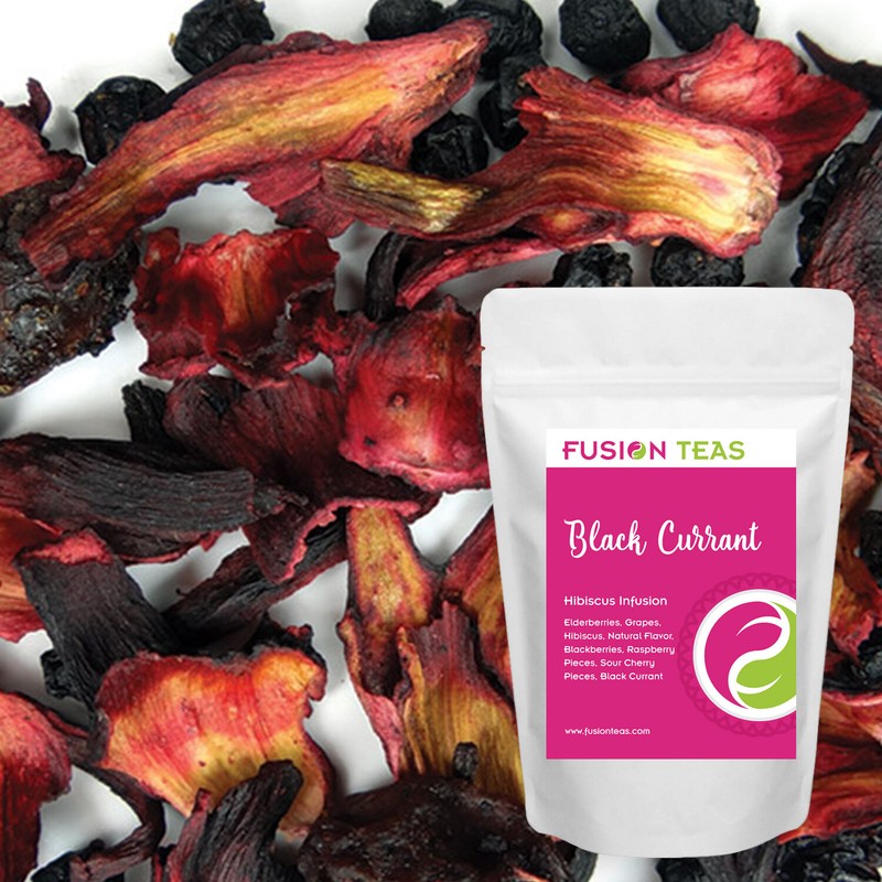 Black Currant Hibiscus Fruit Tea – Herbal Loose Leaf Tisane – Fusion Teas