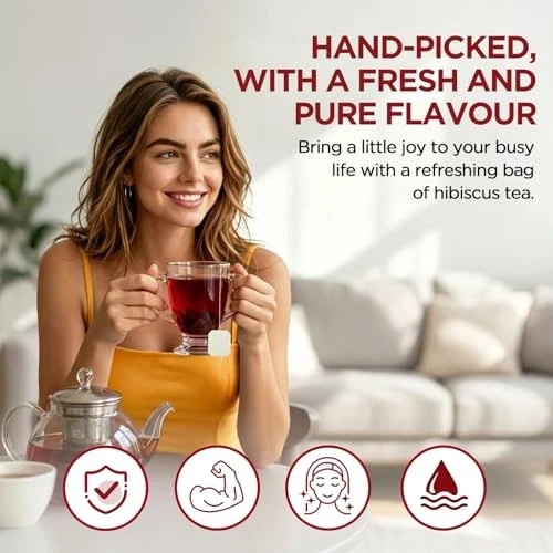 Hibiscus Tea Bags 100 Count – 100% Pure Natural Dried Hibiscus Flowers US gallery