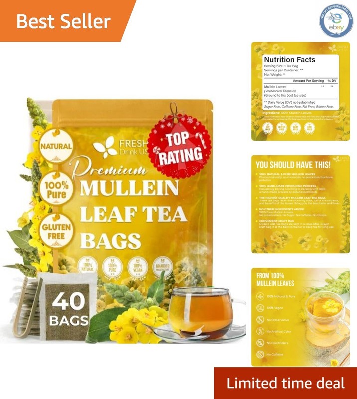 Sustainable Mullein Leaf Tea | 40 Biodegradable Bags – Natural Lung Support