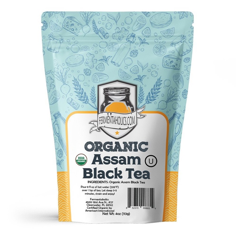 Fermentaholics Assam Black Tea Organic Loose Leaf Tea 4 oz Package