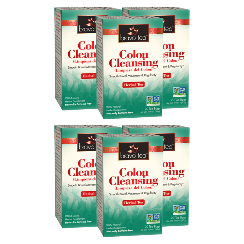 Colon Cleansing Tea by Bravo Tea (6 Boxes of 20 Teabags Each)