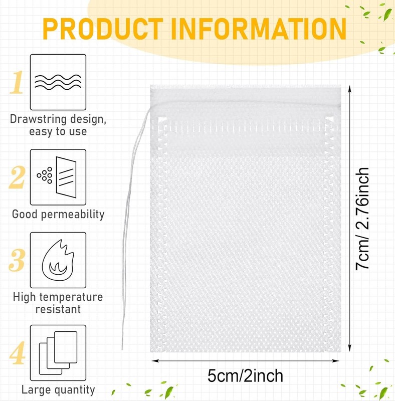 Disposable Tea Bags Bulk 1000 pcs Drawstring Filter Sachets for Loose Tea gallery