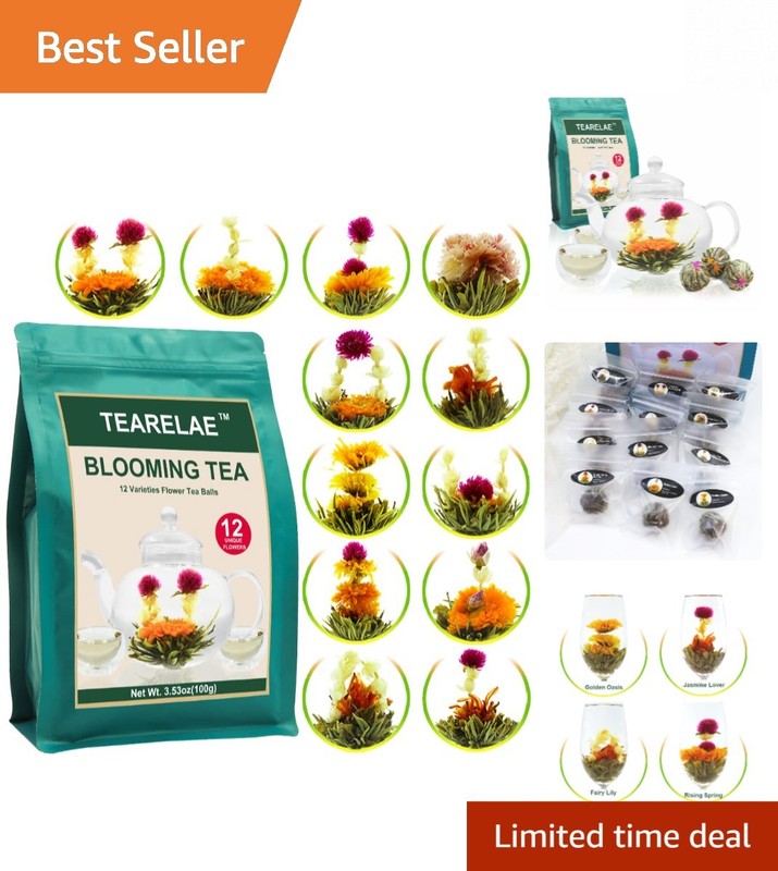 Individually Wrapped Blooming Tea Variety – 12 Antioxidant-Rich Flowering Balls