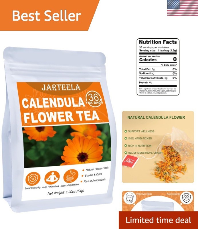 Calendula Tea Bags, 36 Count – Natural, Caffeine-Free Infusion for Soothing Sip
