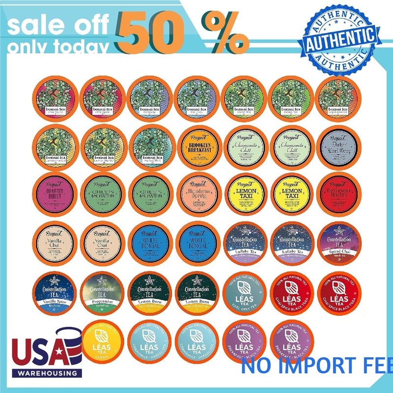 80 count Two Rivers Coffee Assorted Tea Sampler Pack Tea Pod Variety Pack