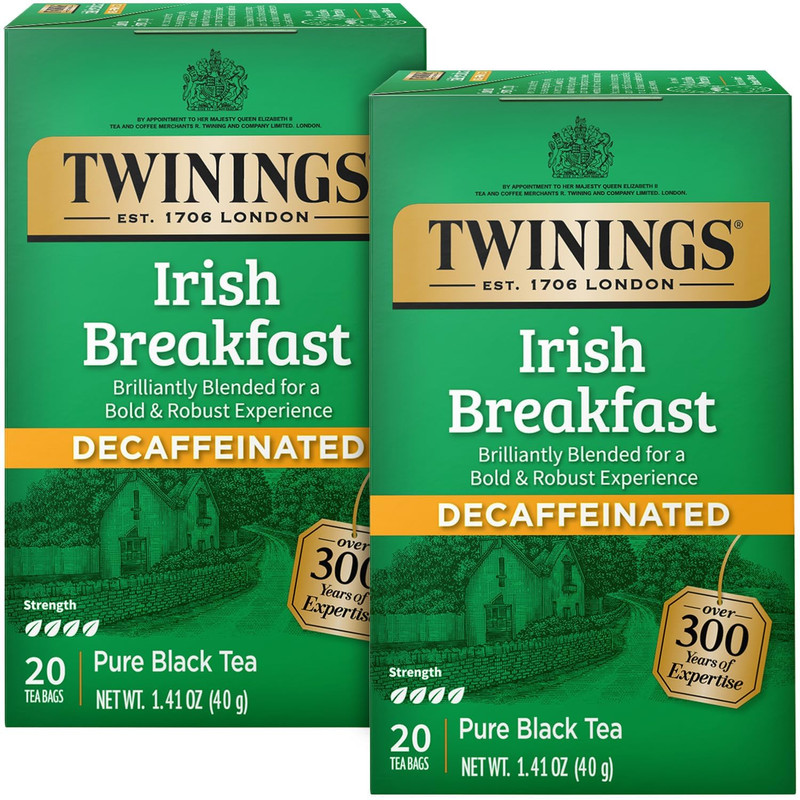 Irish Breakfast Tea, Decaf Tea Bags, Strong and Distinctive Black Decaffeinated
