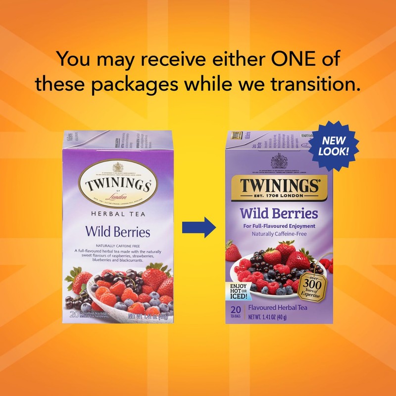 Twinings Herbal Wild Berries Bagged Tea, 20 Count gallery