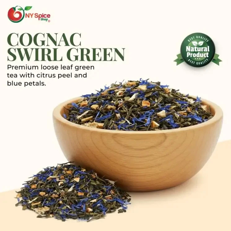Cognac Swirl Green Tea | Smooth Aromatic Gourmet Loose Leaf Blend | Free Ship gallery