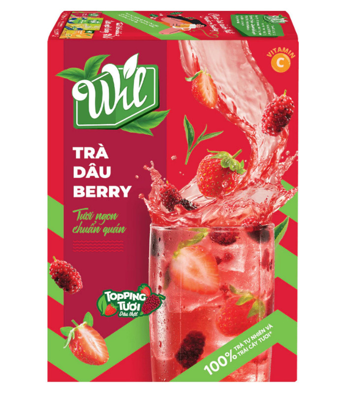 Vietnamese Tea Strawberry Berry Tea With Real Topping 140G (5 Packs x 14g)