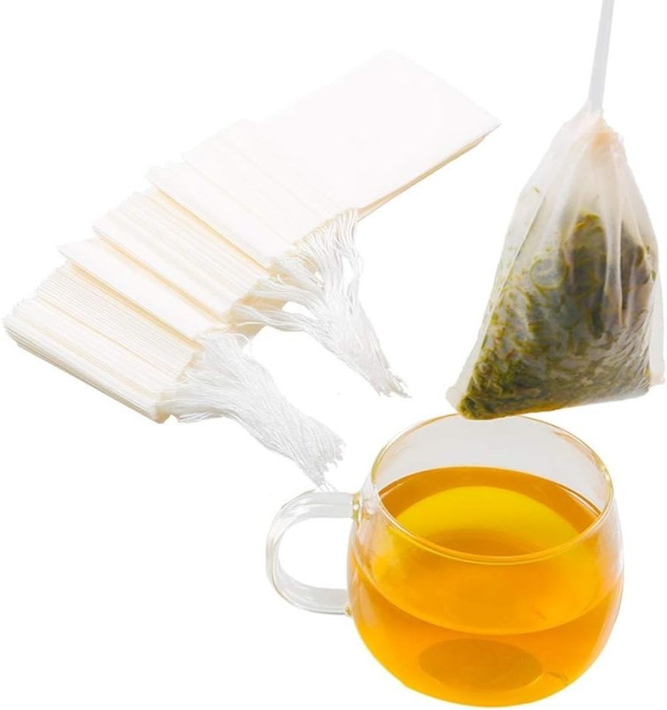 Natural Wood Pulp Tea Filter Bags – Easy Fill Drawstring Infusers, 3.94′ x 3.15′