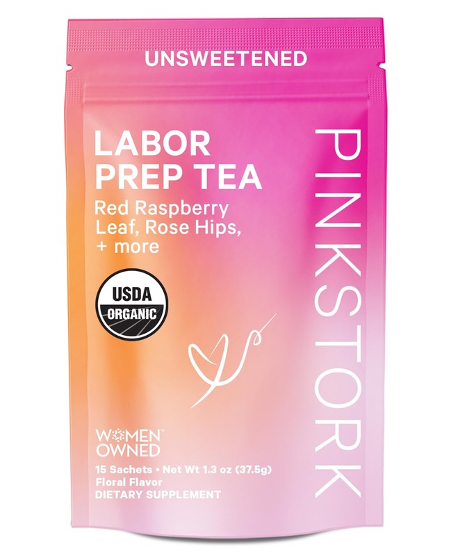 Pink Stork Organic Labor Prep Tea - Red Raspberry Leaf Tea with Chamomile and...