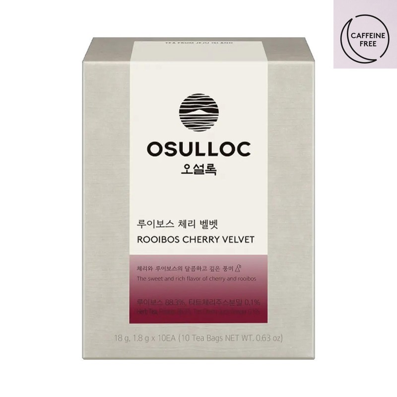 Osulloc Rooibos Cherry Velvet | Caffeine-Free Herbal Tea | 10 Pyramid Bags