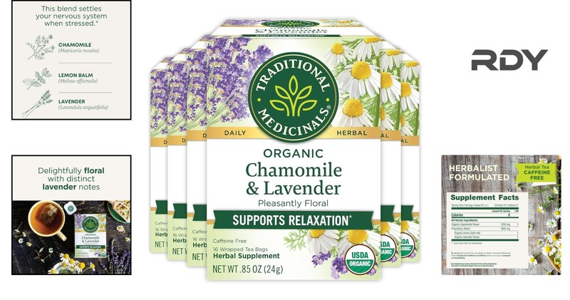 USDA Organic Chamomile & Lavender Tea - 96 Herbal Bags for Blissful Relaxation gallery