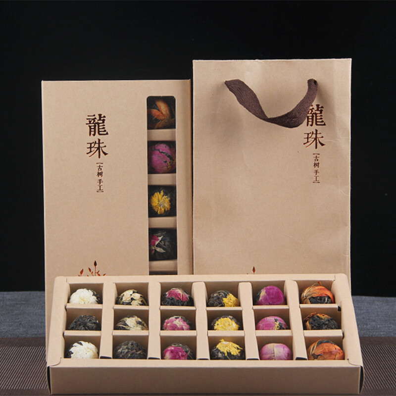 Yunnan Raw Pu’er Scented Tea 120g (18pcs) Handmade Dragon Ball Flowers Gift Box