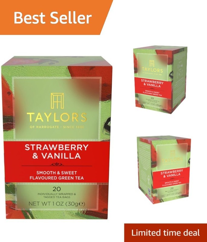Refreshing Strawberry & Vanilla Green Tea Bags – 20 Pack, Natural Ingredients
