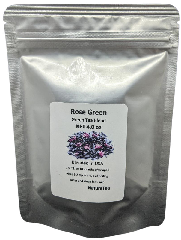 Rose Green Tea – Loose Leaf Blend with Rose Petals, Wild Crafted