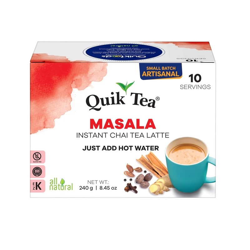 QuikTea Instant Masala Chai Tea Latte – 10 Count, (pack of 1)