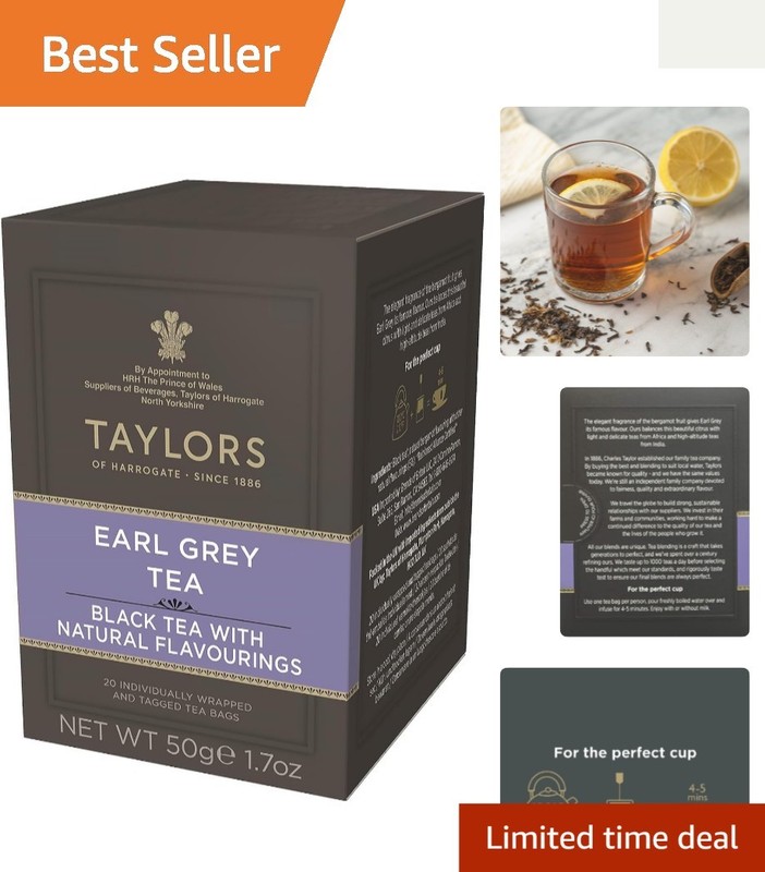 Earl Grey Tea – 20 Count Pack, Natural & Light Caffeinated Bags for Relaxation