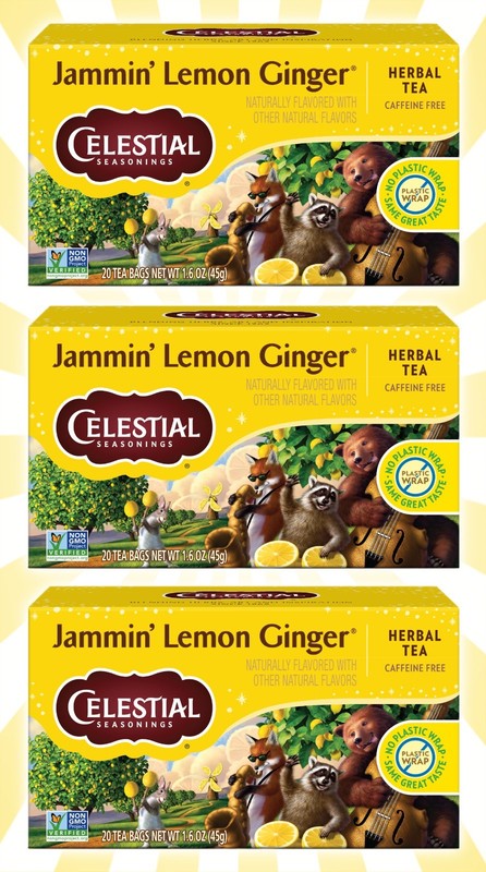 3 Boxes Celestial Jammin’ Lemon Ginger Herbal Tea 60 Bags Total 1.6 OZ