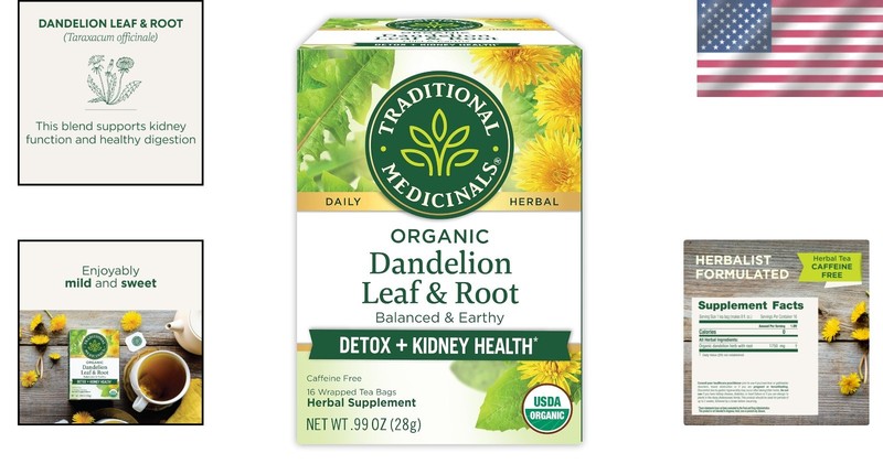 Dandelion Leaf & Root Tea 16 Count Pack Organic Traditional Medicinals Supports gallery