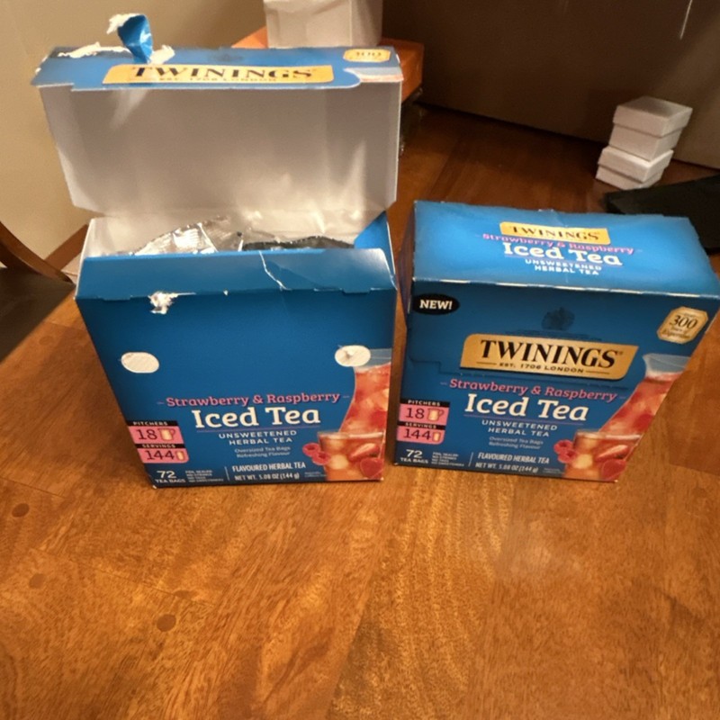 Twinings Strawberry Raspberry Iced Tea Herbal Bags Unsweetened 72ct Caffeine Fr…