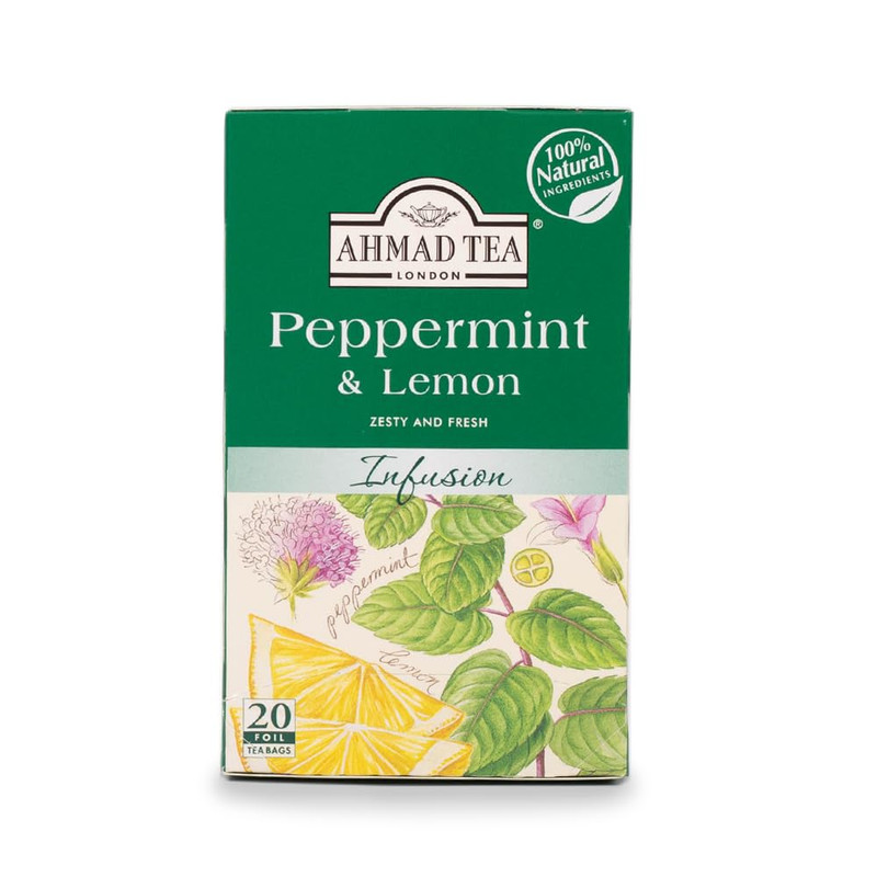 - Peppermint & Lemon Tea, 20 Ct (Pack of 1) - Decaffeinated & Sugar-Free