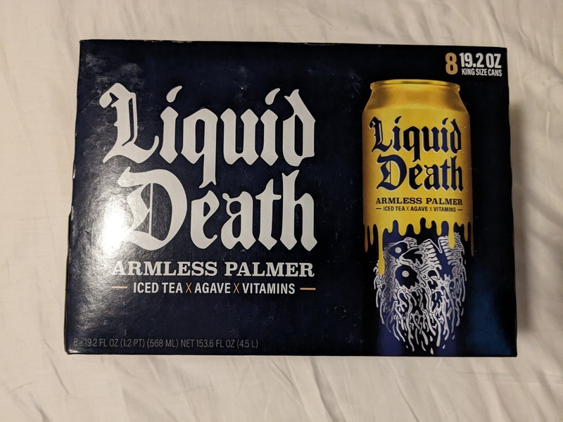 ARMLESS PALMER (Discontinued) Liquid Death 19.2oz King Size Cans 8-Pack