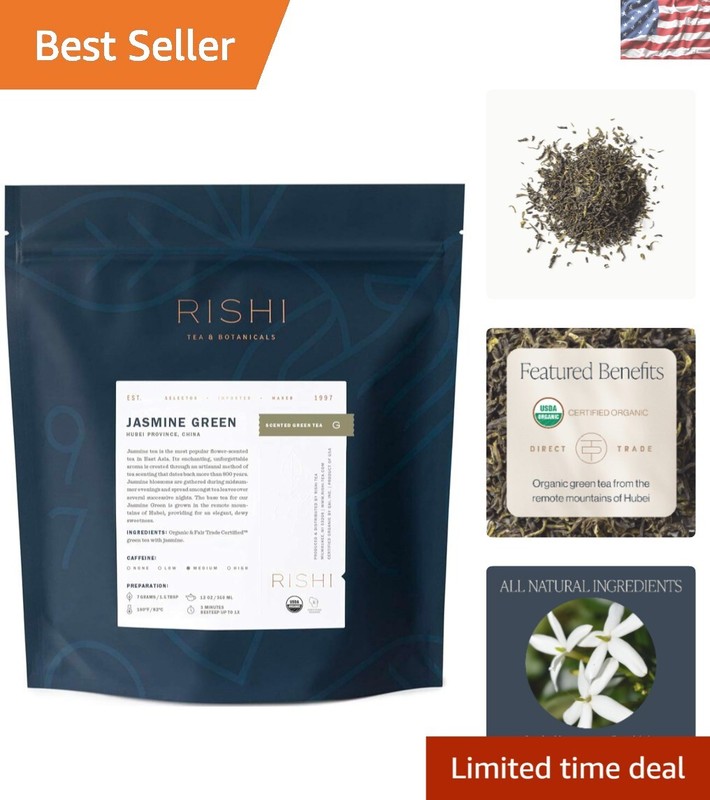 Caffeinated Jasmine Green Tea - 16oz Organic Loose Leaf for Refreshing Taste
