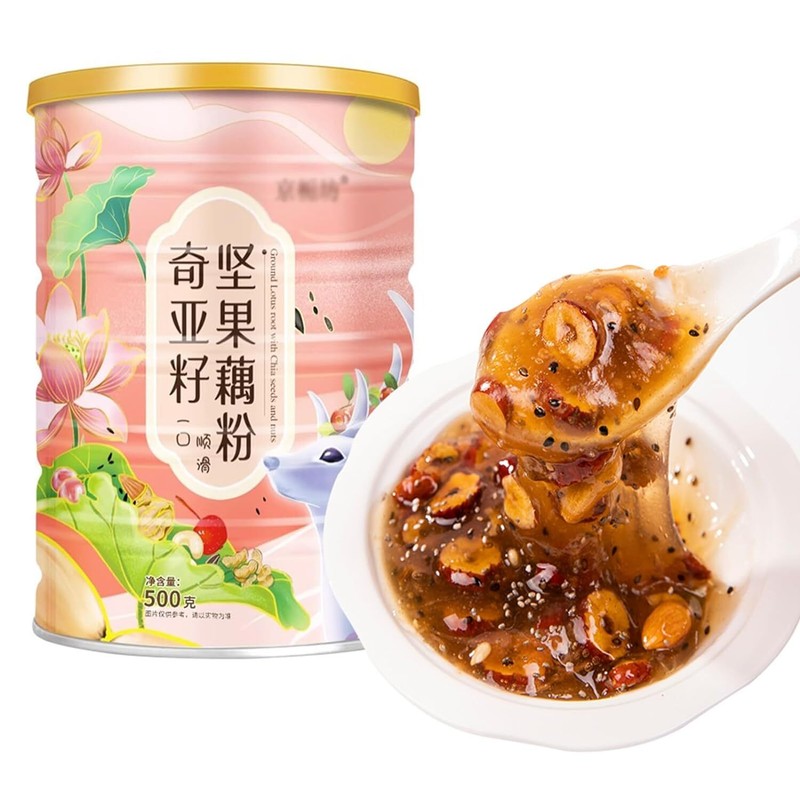 Lotus Root Starch Soup,Nut and Lotus Root Powder, Chia Seed Lotus Root Soup 500g