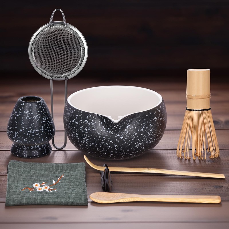 Matcha Whisk Set, 8 Pcs Matcha Making Kit with Ceramic Bowl, Japanese Style B…
