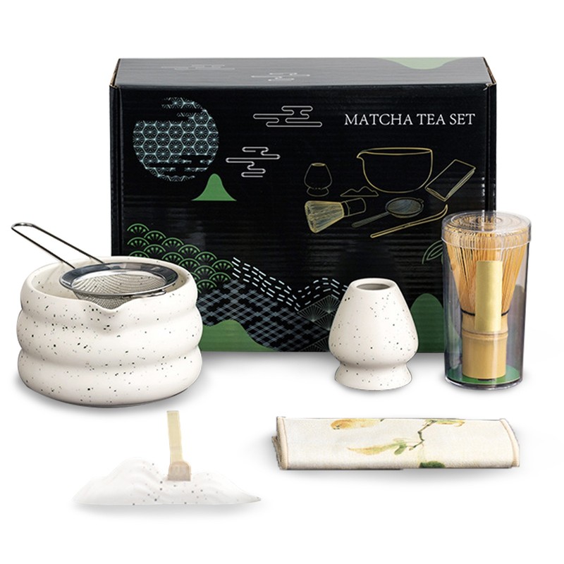 7-Piece Japanese Matcha Tea Set Matcha Whisk Set Traditional Ceremony Kit w/Bowl