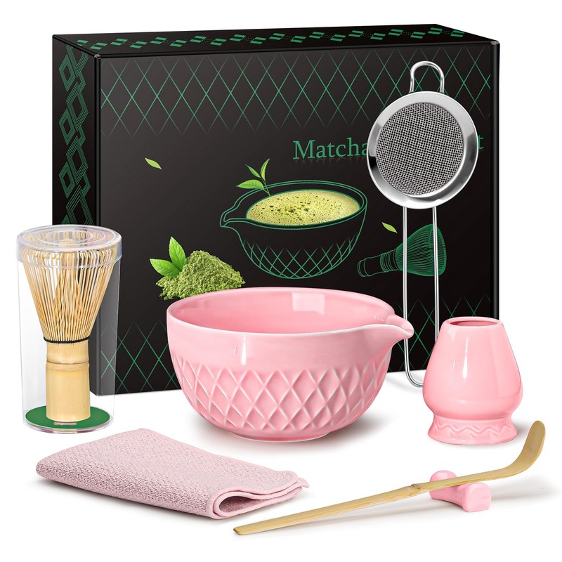 Matcha Whisk Set, 7 Pcs Ceramic Kit, Includes Matcha Bowl with Spout, Matcha …