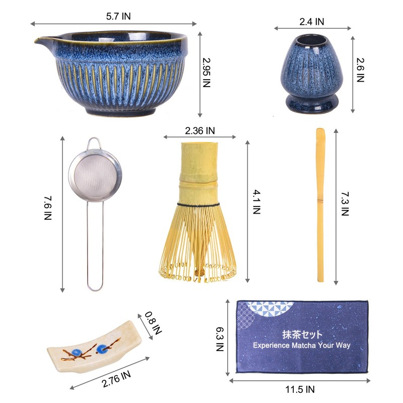 Matcha Whisk Set 7PCS – Includes Matcha Bowl with Spout, Bamboo Whisk, Scoop, Ce gallery