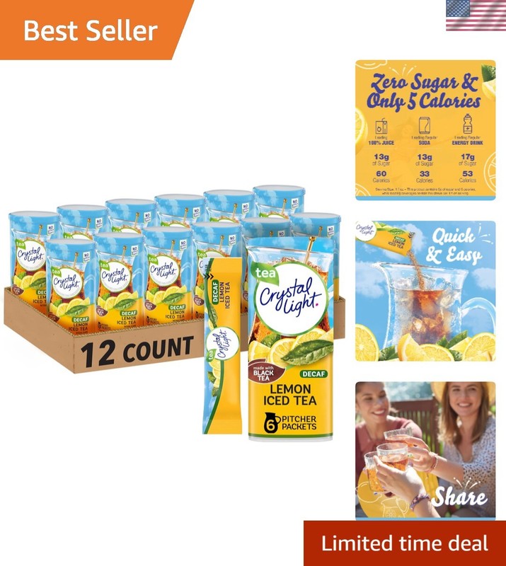 Sugar-Free Decaf Lemon Iced Tea Mix - 72 Pitcher Packets, Guilt-Free Refreshment