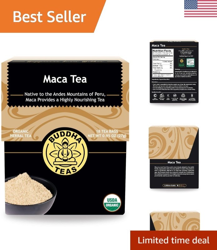Organic Maca Tea – Caffeine-Free, OU Kosher, USDA Organic, 18 Bleach-Free Bags