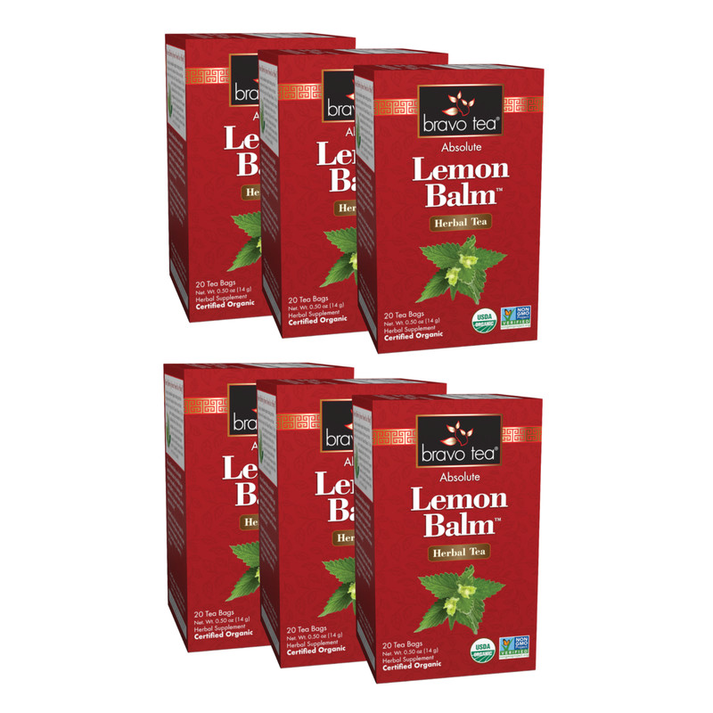 Absolute Lemon Balm by Bravo Tea (6 Boxes of 20 Teabags Each)