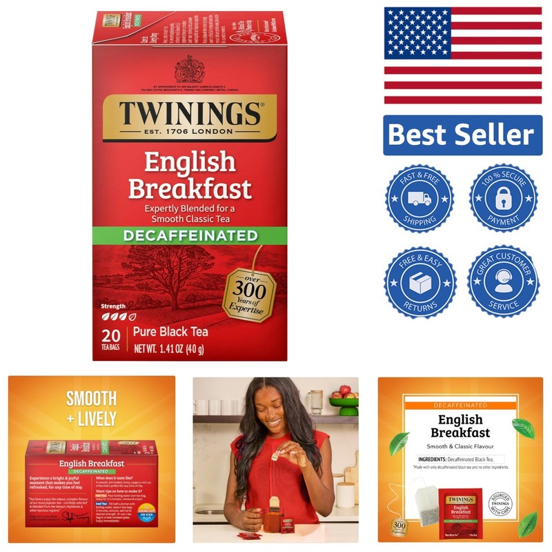 Decaf English Breakfast – Robust & Caffeine-Free Tea in 20 Convenient Teabags