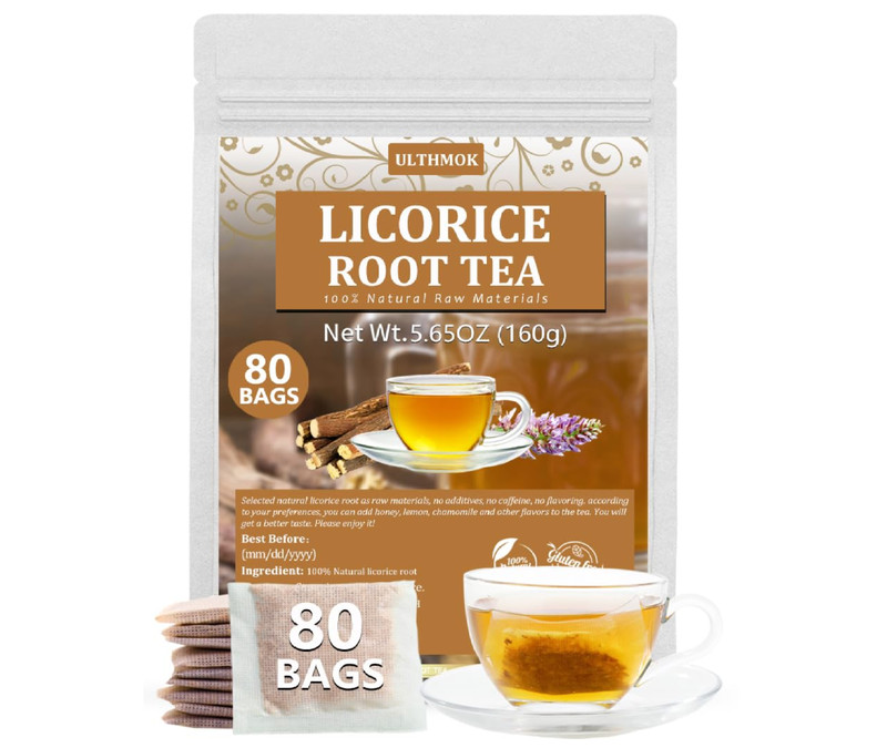 Premium 80 Licorice Root Tea Bags, Made with 100% High Sweetness Wild Licorice R