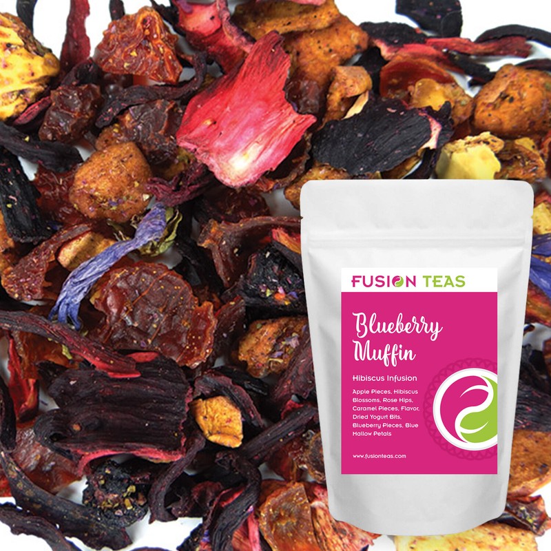 Blueberry Muffin Hibiscus Fruit Tea – Herbal Loose Leaf Tisane – Fusion Teas