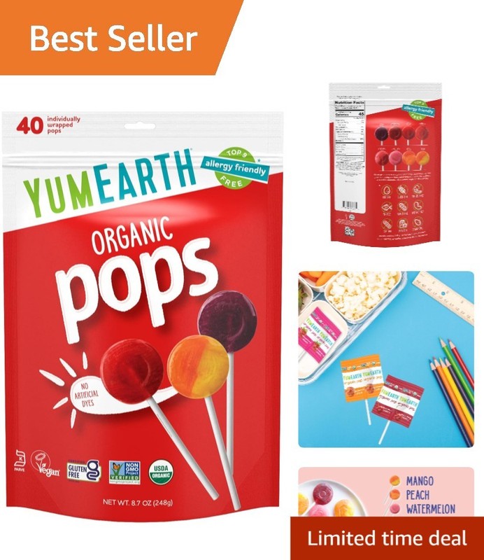 Individually Wrapped Organic Lollipops, 40 Count – Safe, Delicious Treats