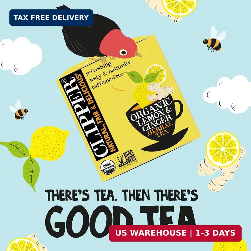Clipper Tea Lemon & Ginger Teabags - Caffeine Free, USDA Organic, Great Hot or I gallery