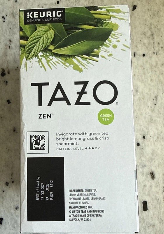 Tazo Zen Green Tea Keurig K-Cup Tea Pods 22 Count Exp Oct 2027 Lemongrass Mint gallery