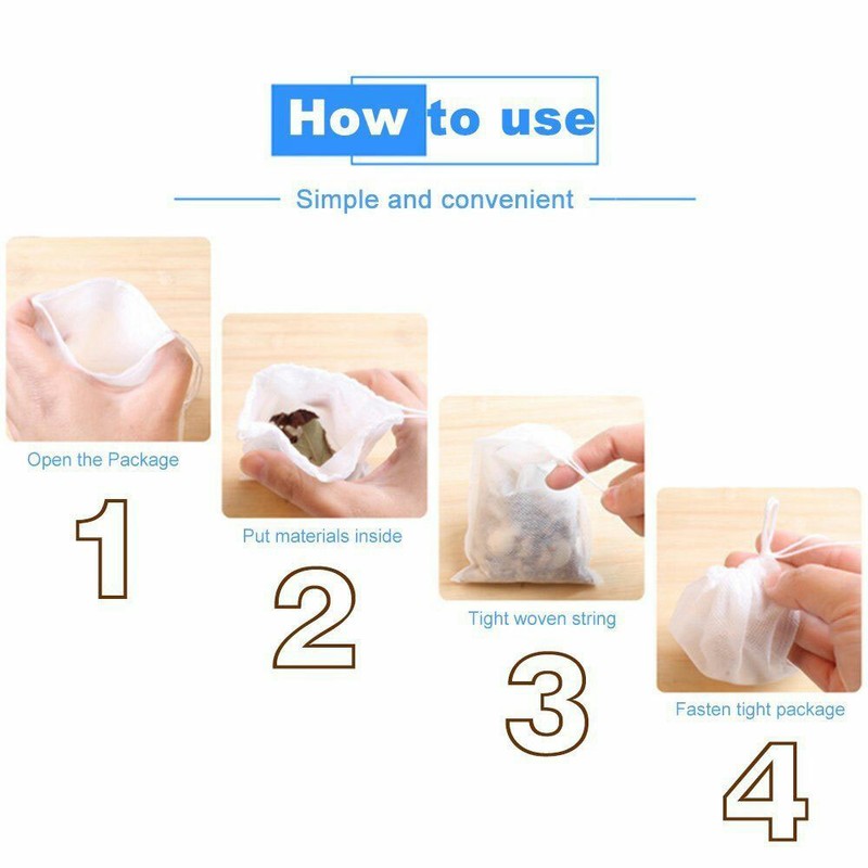100Pcs Tea Bag Disposable Drawstring Flip Empty Teabag Herb Loose Tea Filter gallery