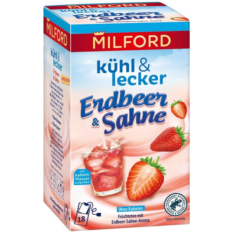MILFORD Iced Tea: STRAWBERRY & CREAM – 1 box/ 18 tea bags – FREE SHIPPING