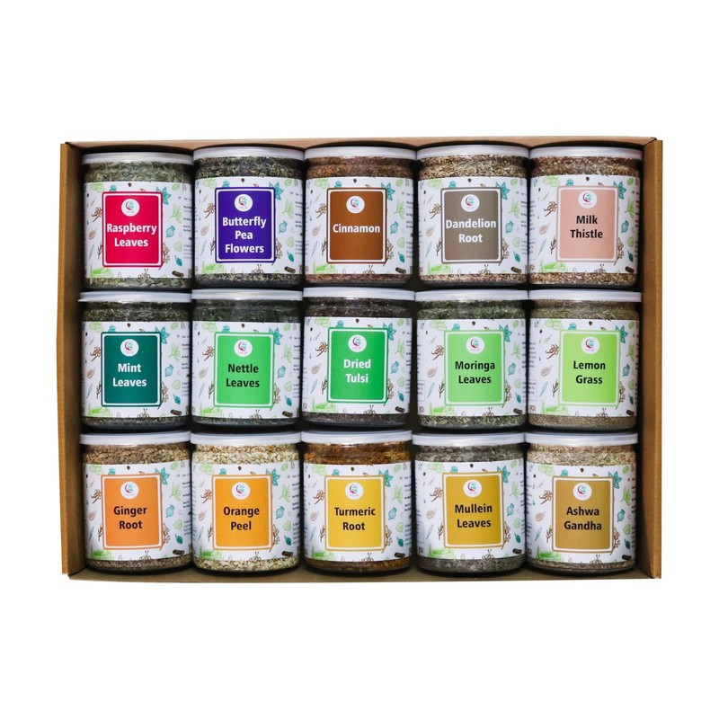 Assorted Loose Leaf Tea | 15 Delightful Herbs | Upto 900 Servings | 100 Raw ... gallery