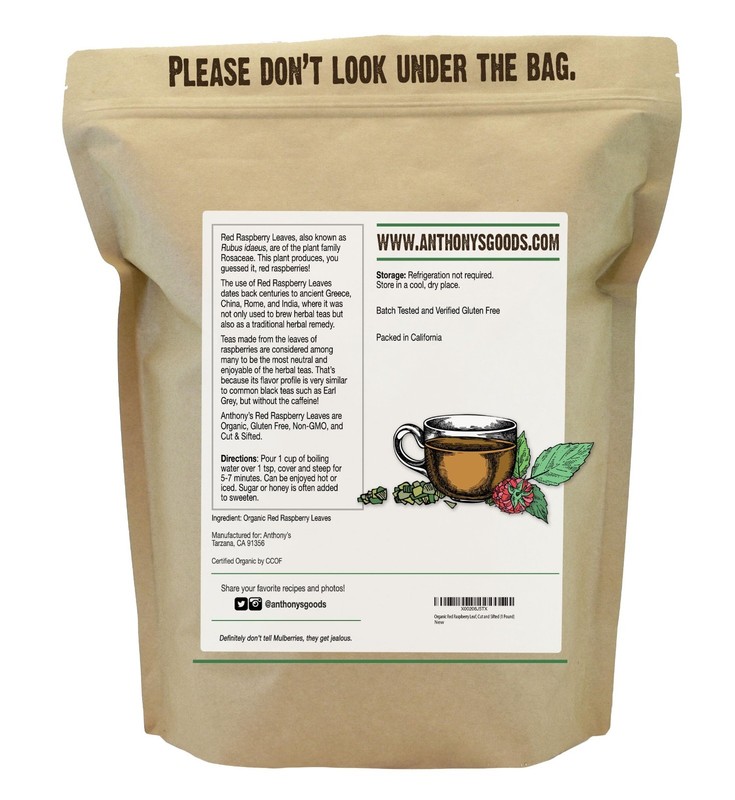 Organic Red Raspberry Leaves 1 lb - Cut & Sifted, Gluten Free, Non-GMO, Keto Fri gallery
